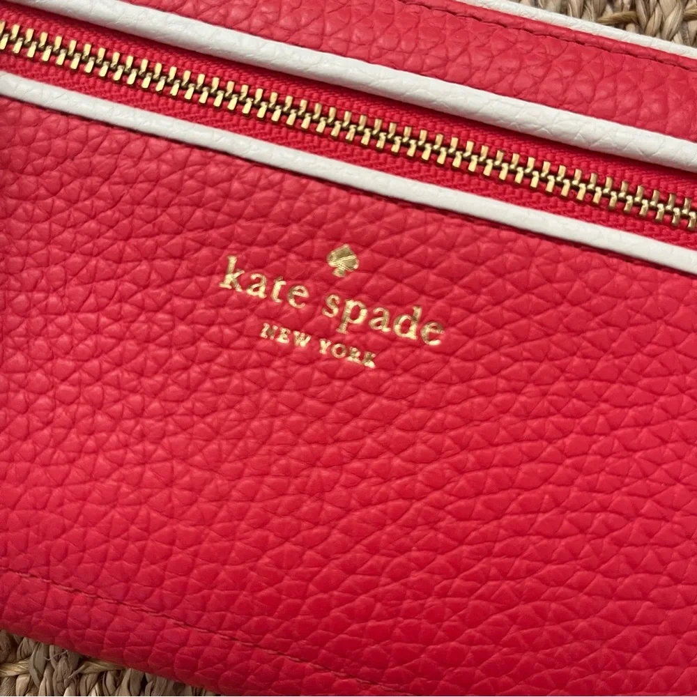 Kate Spade Poppy Pink and White Tasselled Leather Clutch - Picture 2 of 13
